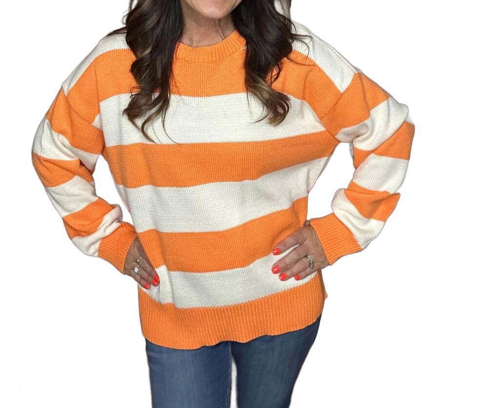 NEW KORI gameday striped sweater in orange